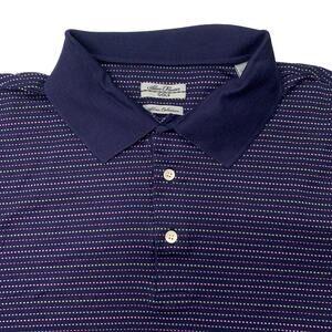 Alan Flusser Gold Mens Large Polo Shirt Silver Collection Purple Short Sleeve